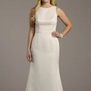 High Neck Satin Bow Back Mermaid Wedding Dress